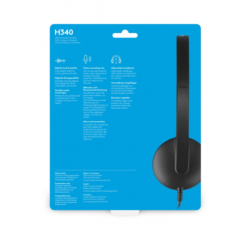 Logitech h340. Logitech USB Headset h340. Logitech® USB Headset h340 - Black - USB - EMEA.